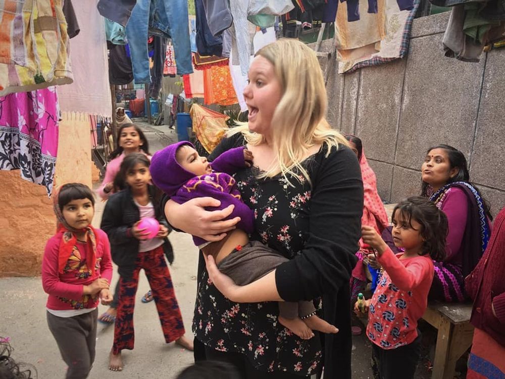 Melanie playing with street children