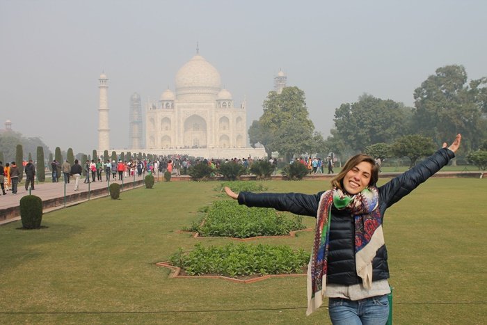 Volunteers at the Taj Mahal in Agra