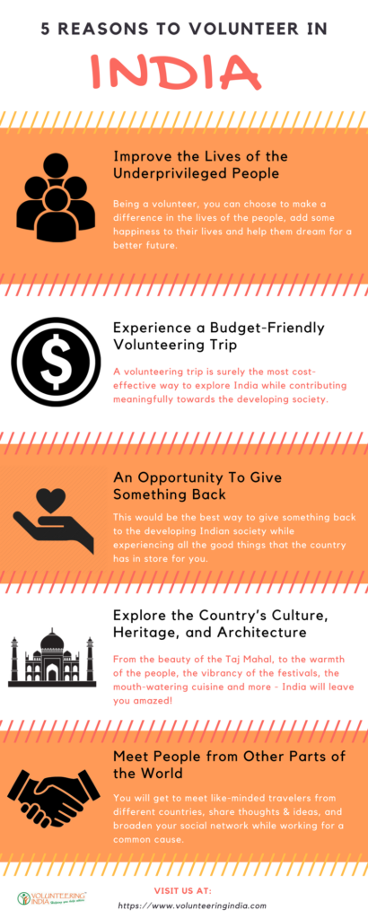 Five reasons to volunteer in India: improve lives, a budget-friendly trip, give something back, explore the culture and meet people from around the world