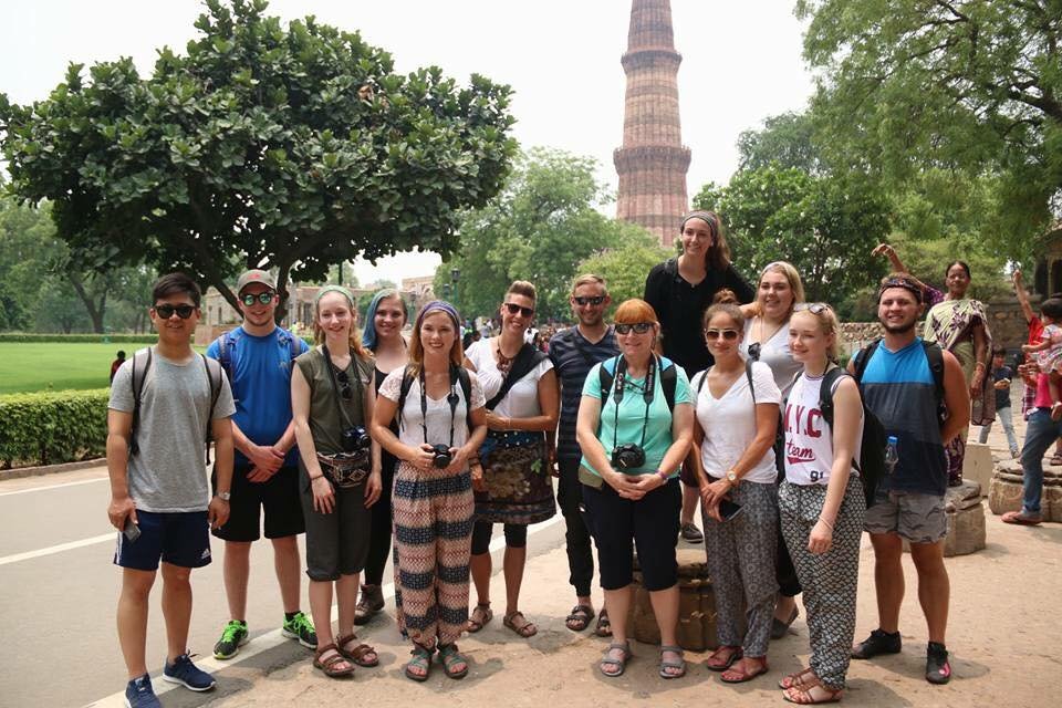 A group of volunteers at Qutub Minar in Delhi