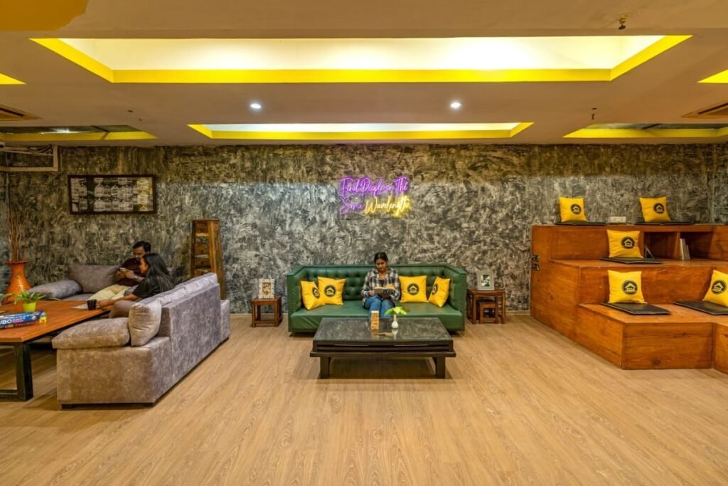 The lounge at the volunteer hostel in South Delhi