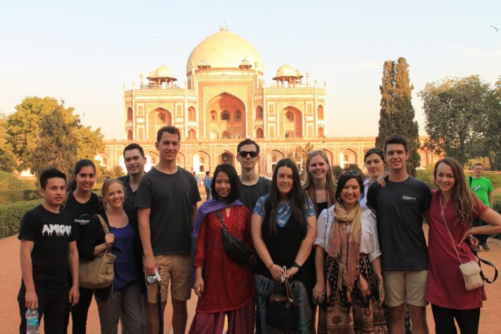 A group of volunteers in front of Humayun’s Tomb in Delhi